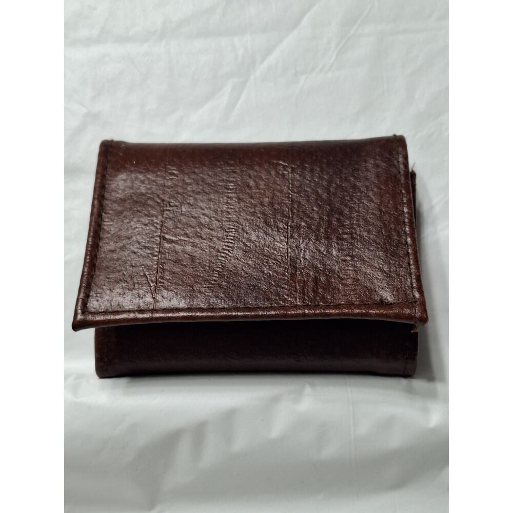 Billfold Men's Leather Tri-Fold Wallet Top Grain Genuine Leather Brown